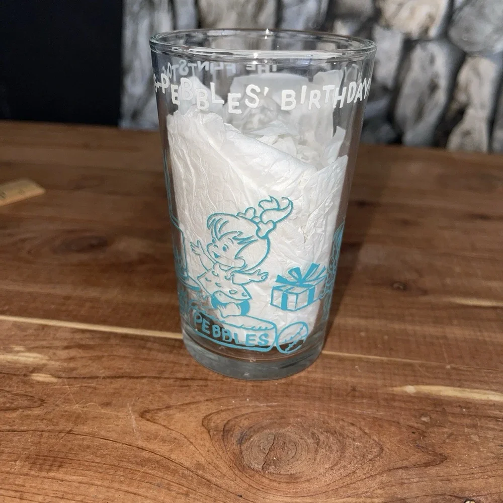 WELCH'S JELLY GLASS Flintstones Pebbles Birthday Party Wilma Bottom 1964 4.25